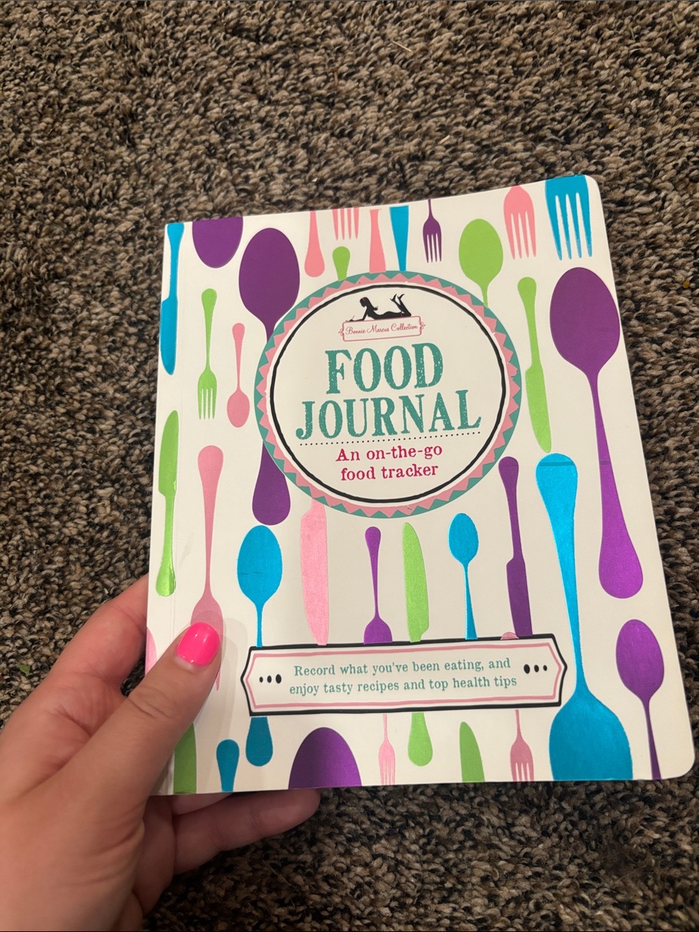 Bonnie Marcus collection Food Journal Notebook  - Multicolor Spoon & Fork Design